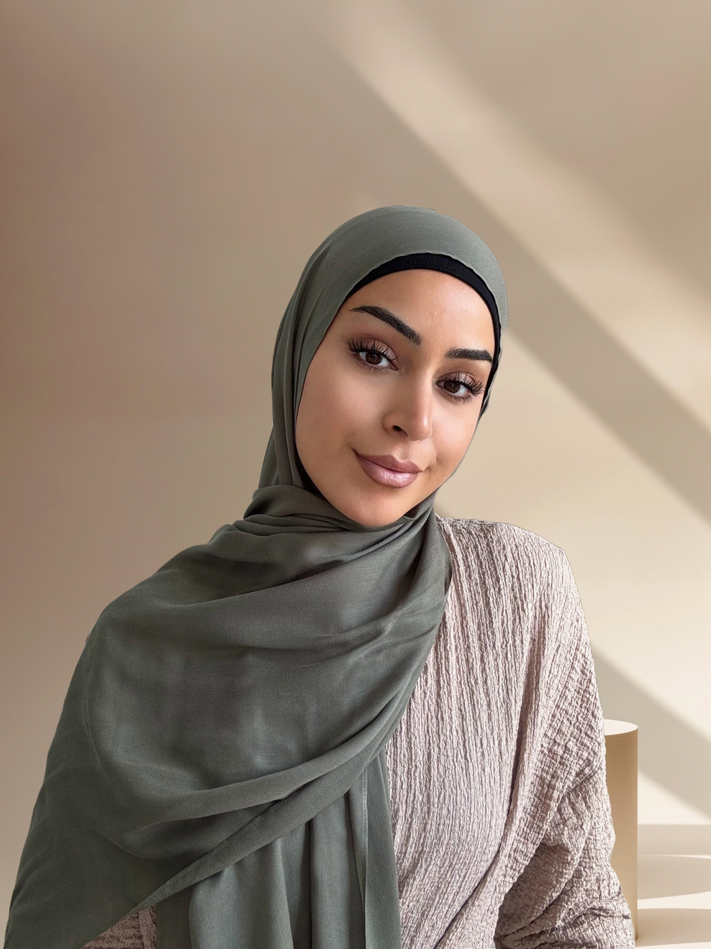 Premium Modal Twill Hijab - Olive Grey
