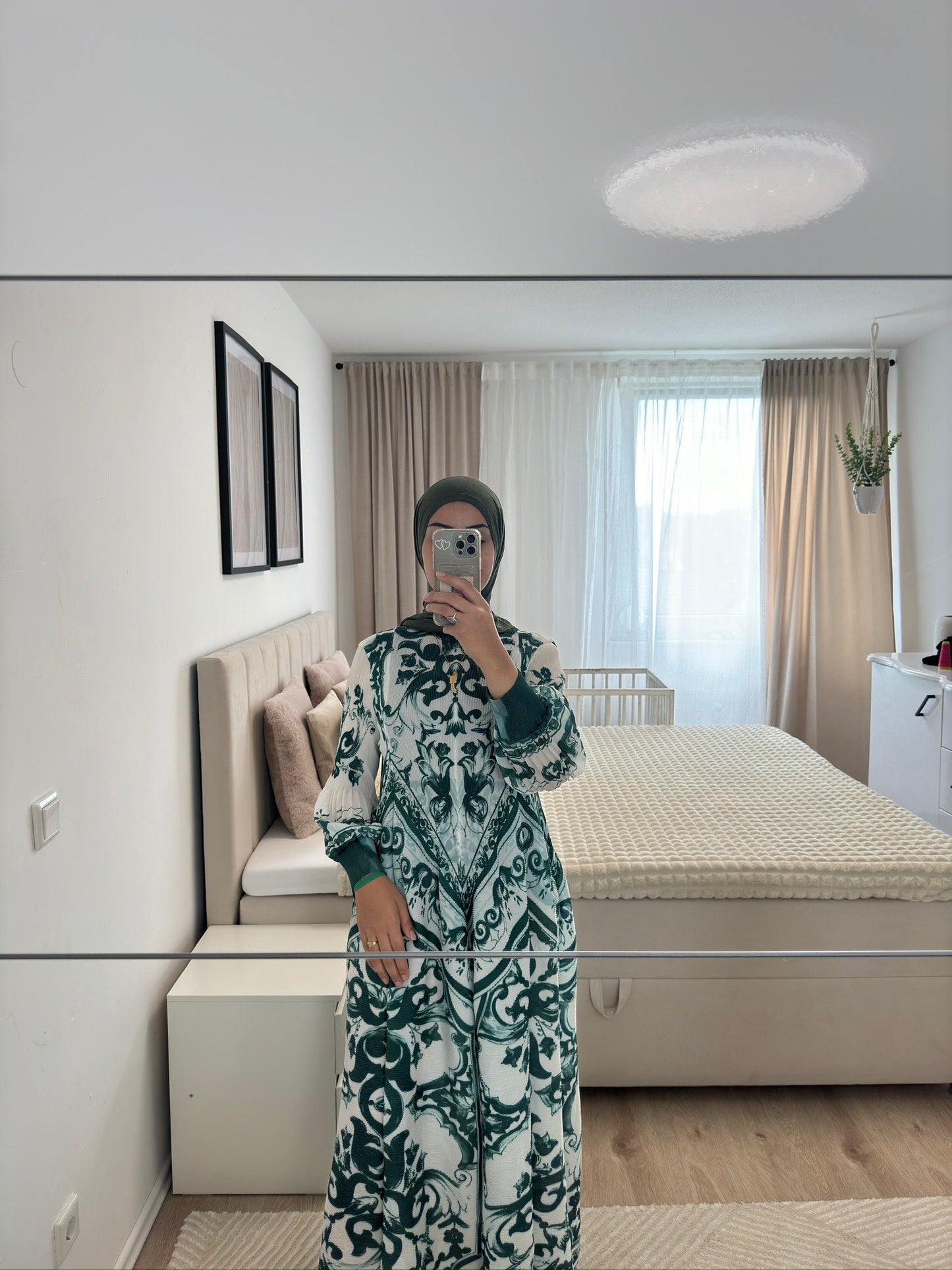 Green Maxi Dress + premium chiffon hijab
