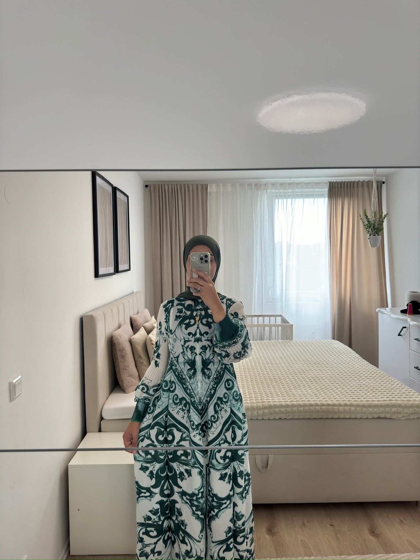 Green Maxi Dress + premium chiffon hijab