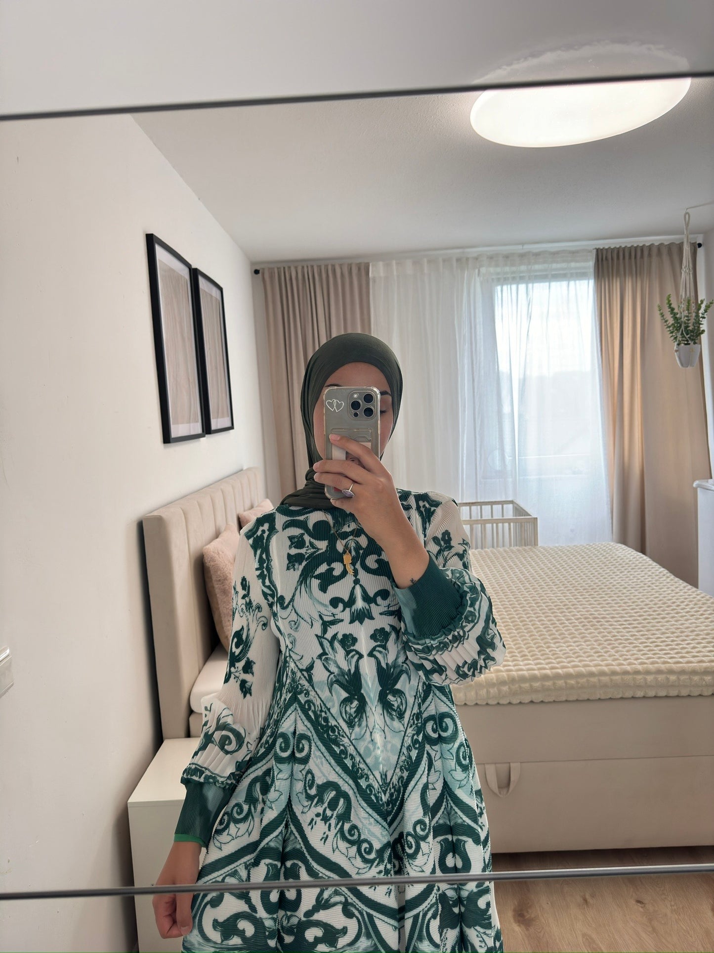 Green Maxi Dress + premium chiffon hijab