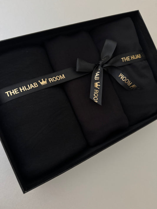 Premium Black Hijabs Gift Box