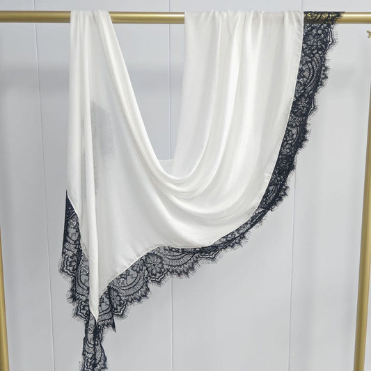 White Modal with black lace