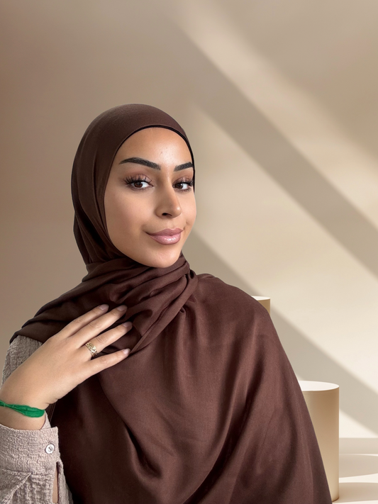 Premium Modal Twill Hijab - Woody Brown